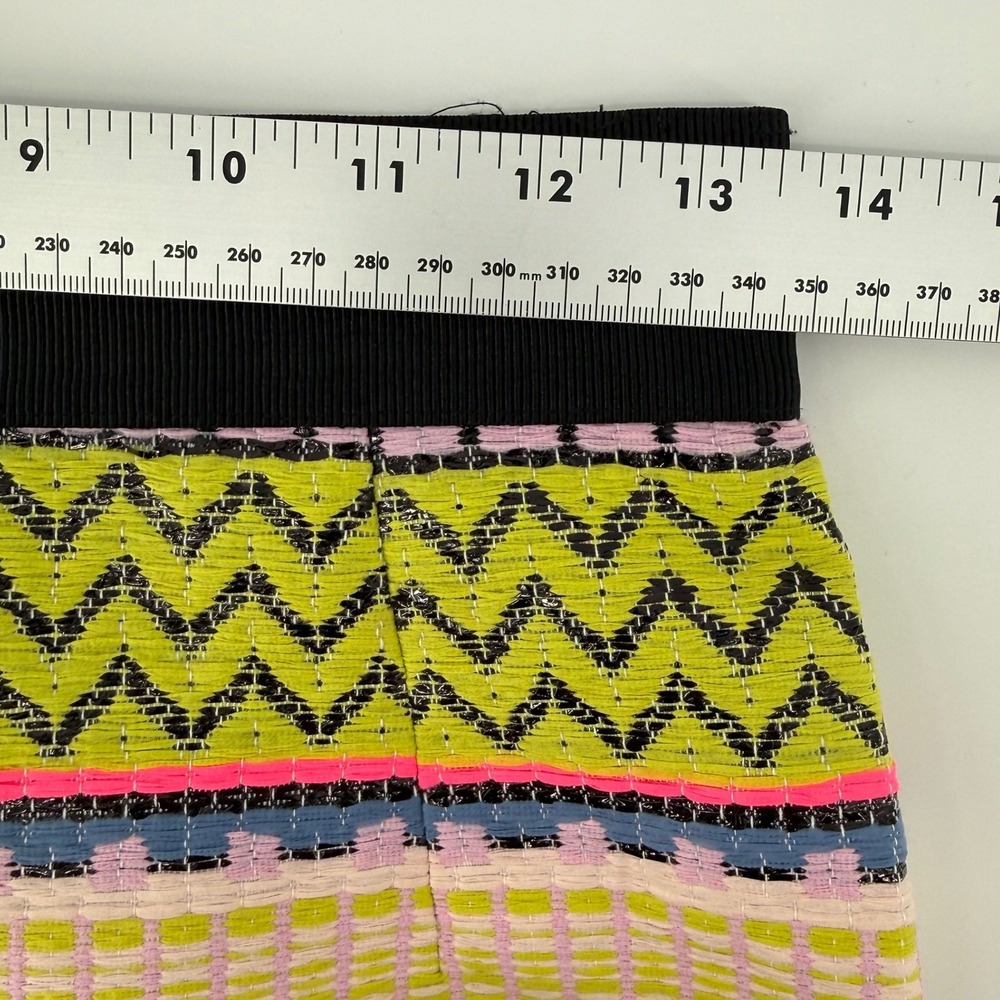 Milly Womens Size 2 Neon Geometric Striped Mini Skirt Multi Color Made in USA - Picture 5 of 6